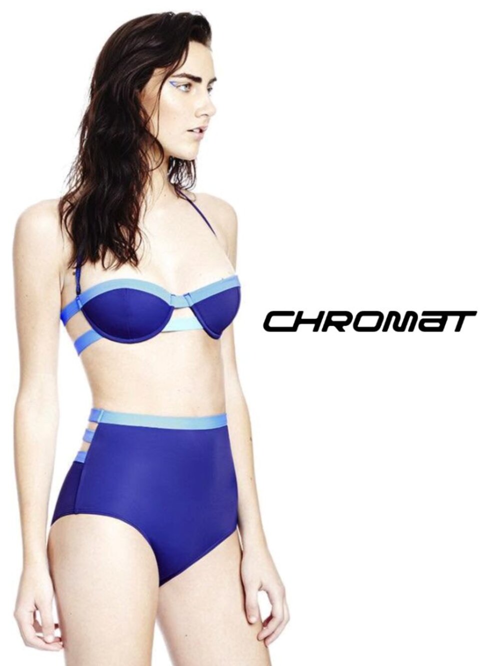 CHROMAT Bouloux Caged Underwire Bustier Halter Bikini Top NWOT